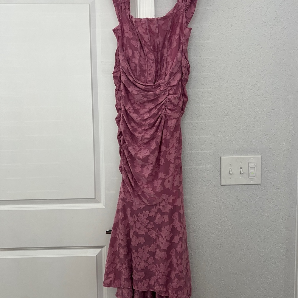 House of CB Floral High Low Dress in Dusty Rose